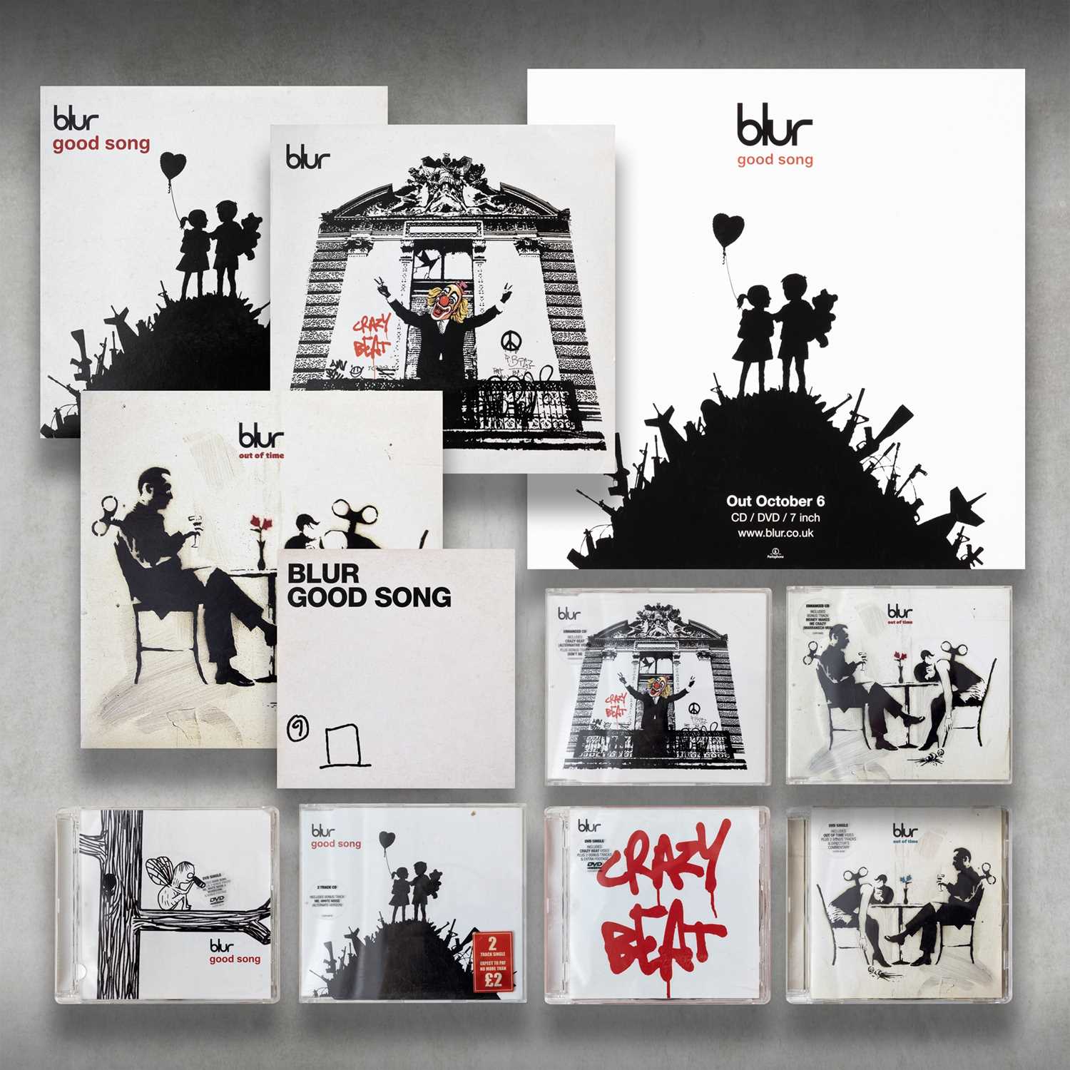 Lot 93 - Banksy (British 1974-), 'Crazy Beat, Good Song & Out Of Time', 2003 (Eleven)