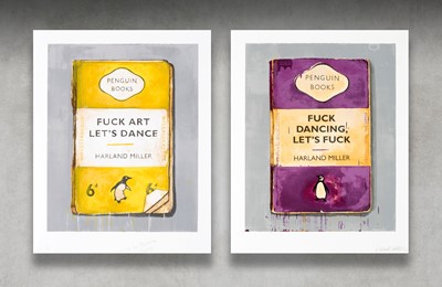 Lot 212 - Harland Miller (British 1964-), 'Fuck Art Let's Dance & Fuck Dancing Let's Fuck (Diptych)', 2011