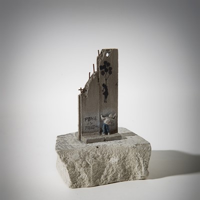 Lot 86 - Banksy (British 1974 -), Walled Off Hotel - Two-Part Souvenir Wall Section (Girl With Balloons)