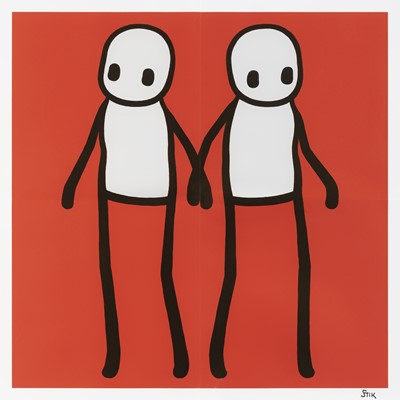 Lot 205 - Stik (British 1979-), 'Holding Hands (Red)', 2020