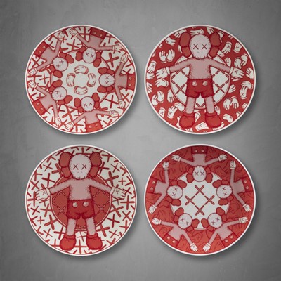 Lot 159 - Kaws (American 1974-), 'Holiday Taipei Plate Set (Red)', 2019