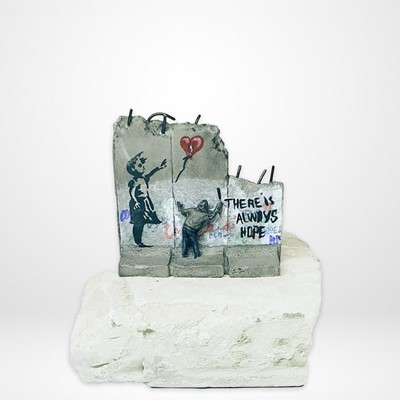 Lot 303 - Banksy (British 1974 -), 'Walled Off Hotel - Three-Part Defeated Wall Section (Girl With Balloon)'