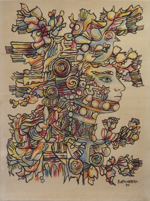 Lot 180 - Rene Portocarrero (Cuban b.1912-d.1985), Mujer Ornamentado, 1970