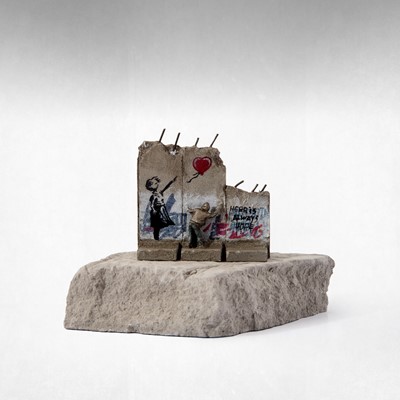 Lot 139 - Banksy (British 1974 -), 'Walled Off Hotel - Three-Part Defeated Wall Section (Girl With Balloon)'