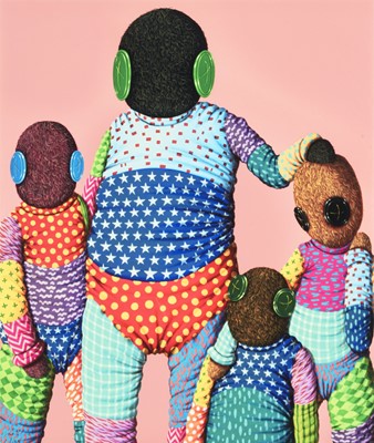 Lot 106 - Suanjaya Kenkut (Indonesian 1994-), 'Family Portrait - 3 Childs', 2022