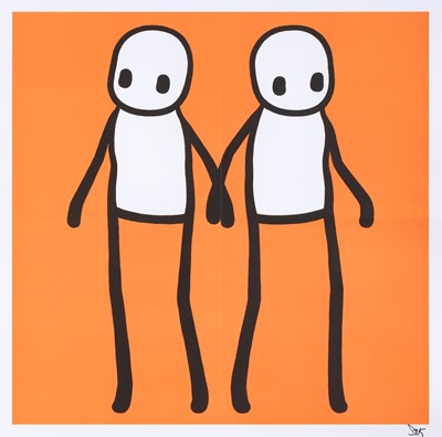 Lot 163 - Stik (British 1979-), 'Holding Hands (Orange)', 2020