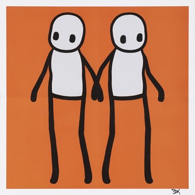 Lot 222 - Stik (British 1979-), 'Holding Hands (Orange)', 2020