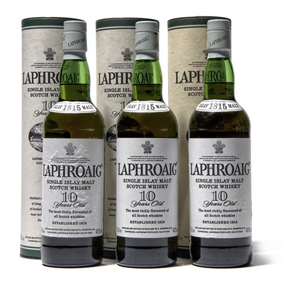 Lot 160 - 3 bottles Laphroaig 10 YO 2000s