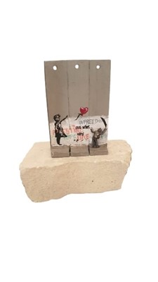 Lot 140 - Banksy (British 1974 -), Walled Off Hotel - Three-Part Wall Section (Girl With Balloon)