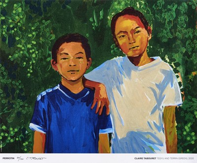 Lot 19 - Claire Tabouret (French 1981-), 'Tegyu And Terrin (Green)', 2020