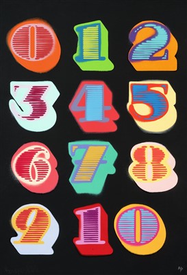 Lot 137 - Ben Eine (British b.1970), ‘Shutterfront Numbers (Black)’, 2010