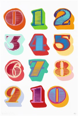 Lot 138 - Ben Eine (British b.1970), ‘Shutterfront Numbers (White)’, 2010