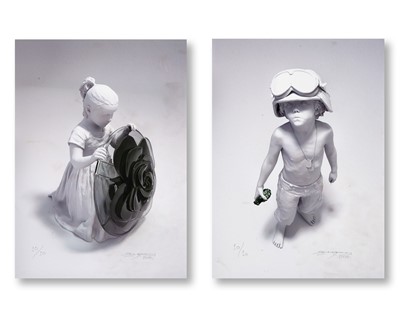Lot 215 - Schoony (British 1974-), 'Boy Soldier & Rose (Set of 2)