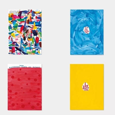 Lot 54 - David Shrigley (British 1968-), 'It's Just One Fucking Thing After Another, I'm In The Midst Of It, I Like Existing &  Raspberry Soda Cured My Insanity', 2022