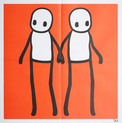 Lot 237 - Stik (British 1979-), 'Holding Hands (Red)', 2020