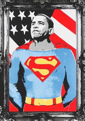 Lot 230 - Mr Brainwash (French 1966-), 'Obama Superman (Silver)', 2009