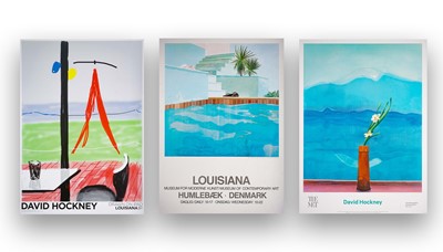 Lot 32 - David Hockney (British 1937-), 'Pool and Steps, Mount Fuji and Flowers & Me Draw On iPad' (Three Works)