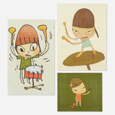 Lot 104 - Yoshitomo Nara (Japanese 1959-), 'Banging The Drum, Marching On A Butterbur Leaf & Real One', 2019/20