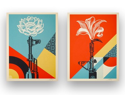 Lot 189a - Shepard Fairey (American 1970-), 'AK-47 Lotus & AR-15 Lily', 2021 (Two Works)