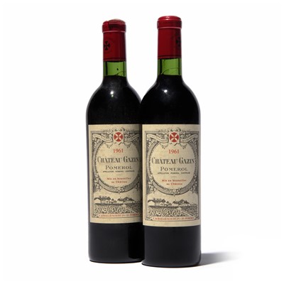 Lot 62 - 2 bottles 1961 Ch Gazin