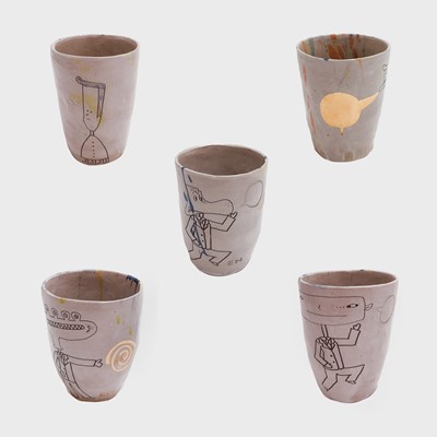 Lot 138 - En Iwamura (Japanese 1988-), 'Doodle Cups', 2018 (Five Works)