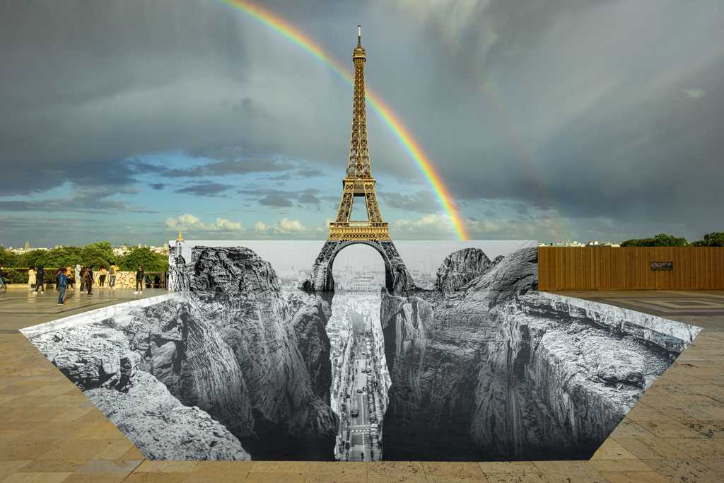 Lot 38 - JR (French 1983-), 'Trompe l’oeil, Les Falaises du Trocadéro, 21 mai 2021, 20h03, Paris, France', 2021