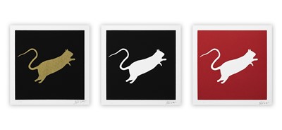Lot 150 - Blek Le Rat (French 1951-), Rat (Gold on Black, White on Black & White on Red), 2020