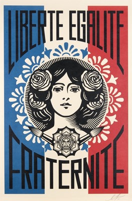Lot 189 - Shepard Fairey (American 1970-), 'Liberte, Egalite, Fraternite', 2023
