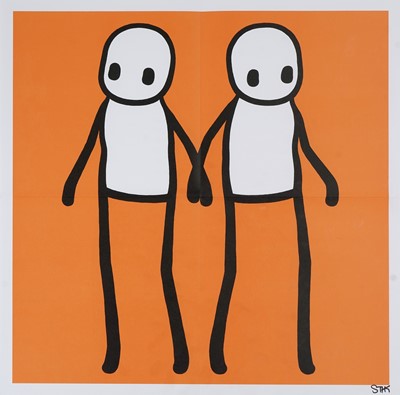 Lot 270 - Stik (British 1979-), 'Holding Hands (Orange'), 2020
