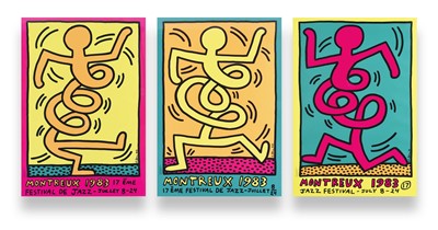 Lot 269-Keith Haring (American 1958-1990), 'Montreux Jazz De Festival (Green, Pink & Yellow)', 1983