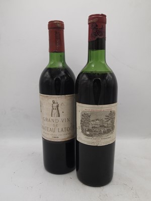 Lot 39 - 2 bottles Mixed 1969 Lafite-Rothschild and Latour