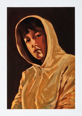 Lot 26 - Claire Tabouret (French 1981-), 'Self Portrait With A Hood (Pink)', 2021