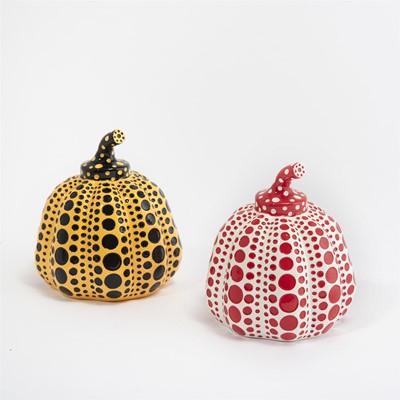 Lot 125 - Yayoi Kusama (Japanese 1929-), ‘Pumpkin (Yellow & Black and Red & White)’, 2016