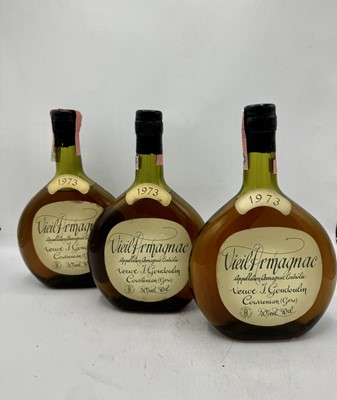 Lot 126 - 3 bottles 1973 Veuve J Goudoulin Armagnac