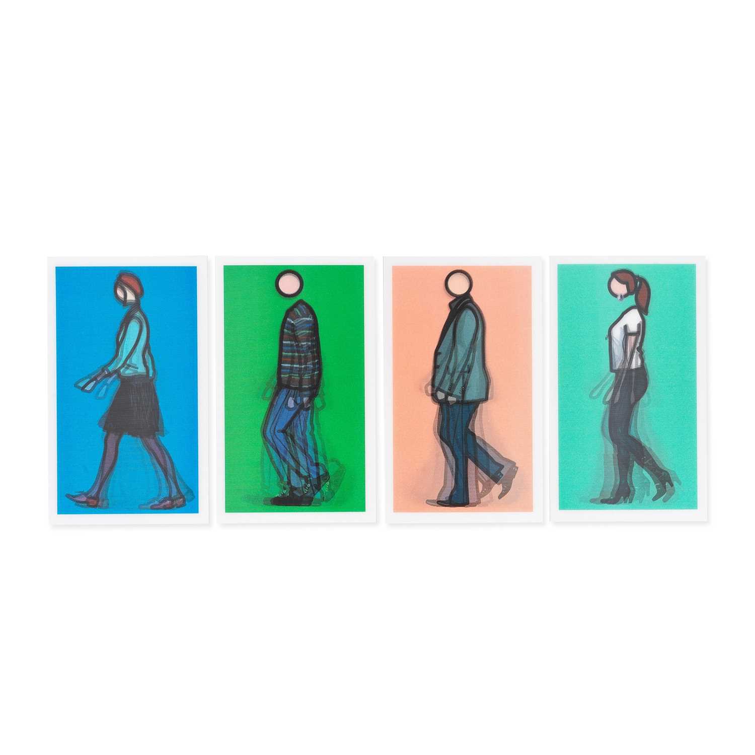 Lot 88 - Julian Opie (British 1958-), 'Jeremy Walking In Stripy Jumper, Jennifer Walking, Roderick Walking & Tina Walking', 2010