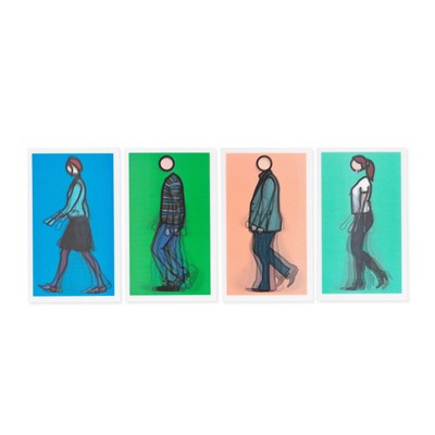 Lot 88 - Julian Opie (British 1958-), 'Jeremy Walking In Stripy Jumper, Jennifer Walking, Roderick Walking & Tina Walking', 2010