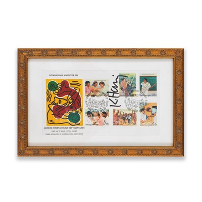 Lot 262 - Keith Haring (American 1958-1990), 'International Volunteer Day (First Day Cover)', 1988