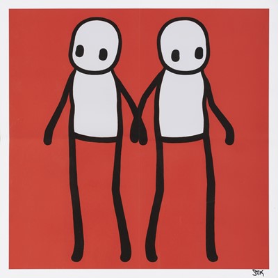 Lot 256-Stik (British 1979-), 'Holding Hands (Red)', 2020