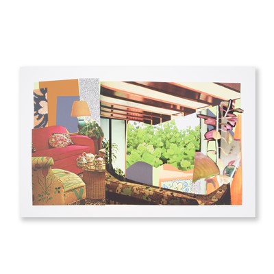 Lot 97 - Mickalene Thomas (American 1971-), 'Red Couch and Landscape', 2024
