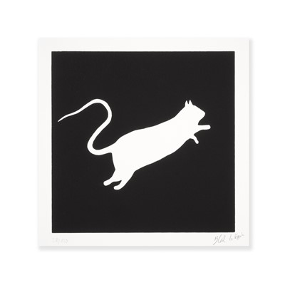 Lot 211 - Blek Le Rat (French 1951-), 'Rat (White On Black Background)', 2020