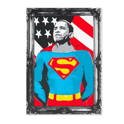 Lot 228 - Mr Brainwash (French 1966-), 'Obama Superman (Silver)', 2009