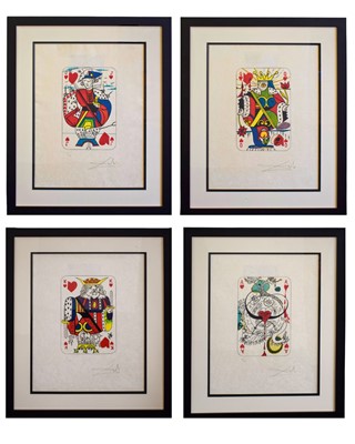 Lot 249 - Salvador Dali (Spanish 1904-1989), 'Playing Cards: Ace of Hearts; King of Hearts; Queen of Hearts; and Jack of Hearts, from Playing-Cards', 1972