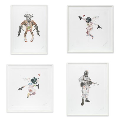 Lot 45 - Antony Micallef (British 1975-), 'Impure Idols (Improvised Minotaur, Peace Keeper, Uzi Lover I & II)', 2007 (4 Works)