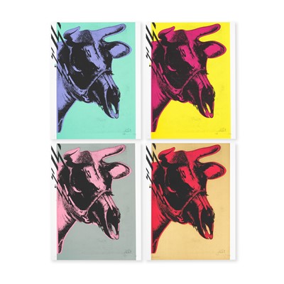 Lot 289 - Paul Insect (British 1970-), 'Dead Cow (Gold, Grey/Raspberry, Mint Green/Lilac & Yellow/Pink)', 2007 (4 Works)