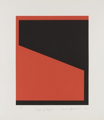 Lot 191 - Carmen Herrera (Cuban 1915-), 'Rojo y Negro (Red & Black)', 1993