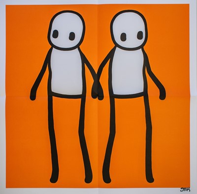 Lot 294-Stik (British 1979-), 'Holding Hands (Orange)', 2020