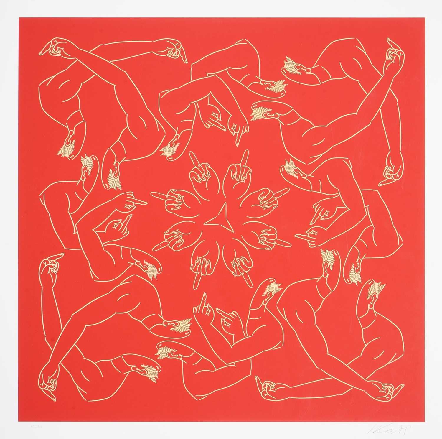Lot 4 - Ai Weiwei (Chinese 1957-), 'Middle Finger In Red', 2023