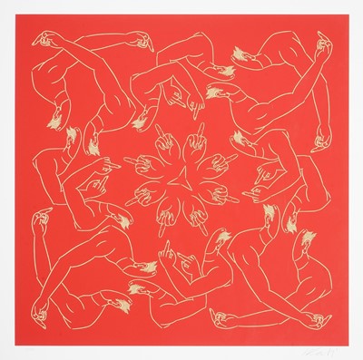 Lot 4a - Ai Weiwei (Chinese 1957-), 'Middle Finger In Red', 2023