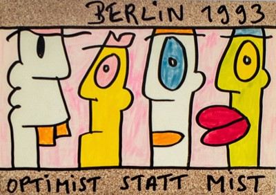 Lot 259 - Thierry Noir (French 1958-), 'Optimist Statt Mist (Optimist Instead Of Crap)' 1993