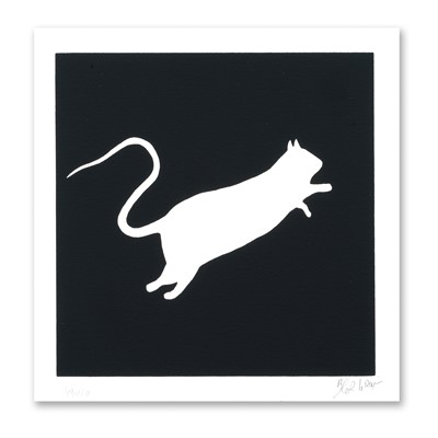Lot 223 - Blek Le Rat (French 1951-), 'Rat (White On Black Background)', 2020
